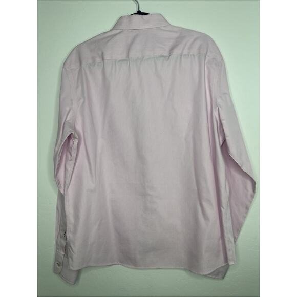 Untuckit Shirt Mens Large Pink White Pin Stripe Button Up Long Sleeve Cotton - Picture 6 of 9
